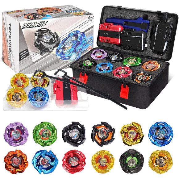 Gyro X Battling Blade Set 12 Spinning Tops 3 Launchers and 1 Grip with Storage